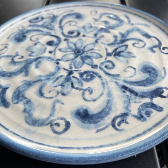 Acqua earthenware 7-1/2” appetizer plate blue and white by Sur La Table - Picture 2 of 8